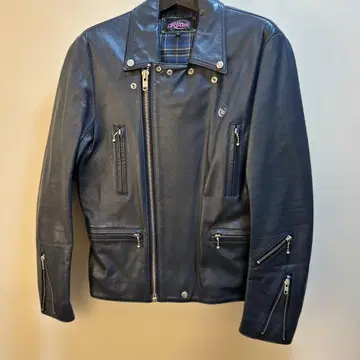 ROTAR RIDERS (W) 네이비 가죽 더블 라이더 자켓