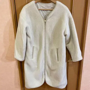 플리스 퀼팅 롱 코트