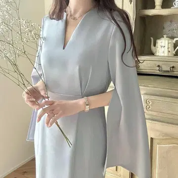 Meiru 슬릿 슬리브 머메이드 원피스