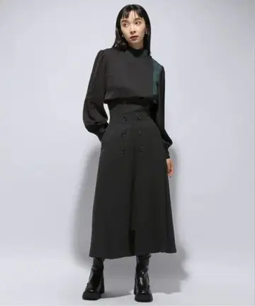 HARE 하이웨스트 트렌치 스커트 블랙