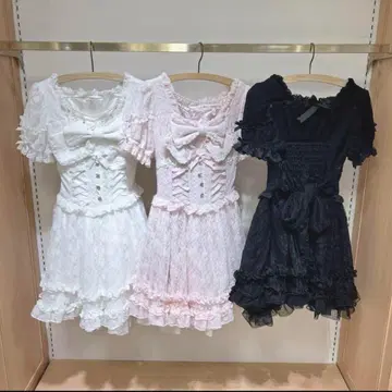 lizlisa 더블 레이스업 리본 원피스