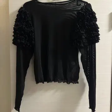 FURFUR 소매 프릴 튤 티셔츠