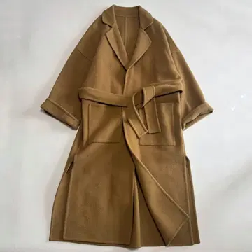 plage 플라주 리버 코트 롱 코트 벨트 카멜 울