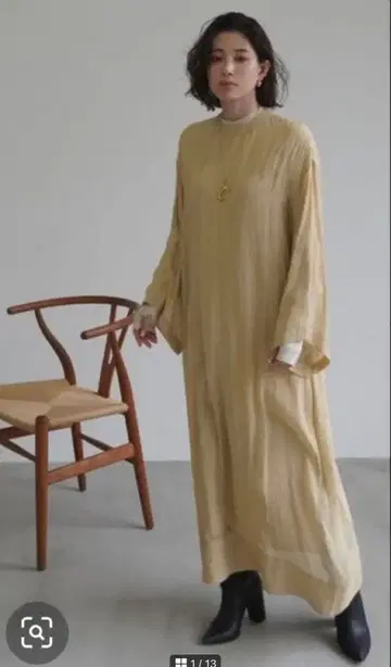 ETRE TOKYO 베이지 롱 드레스 등 트임