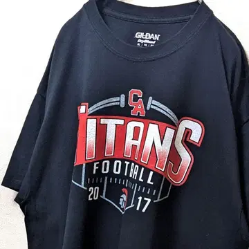 길단 CA 타이탄즈 풋볼 로고 T셔츠 블랙 XL 구제 의류