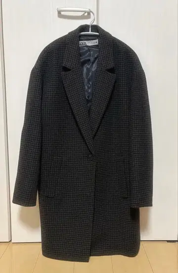 ZARA 자라 코트 여성용 체크 무늬 S 사이즈