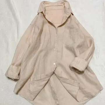 개럴개런트 린넨 100% 비대칭 셔츠 아이보리