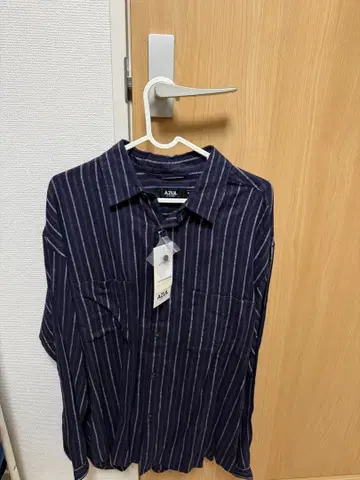 AZUL 네이비 스트라이프 긴팔 셔츠