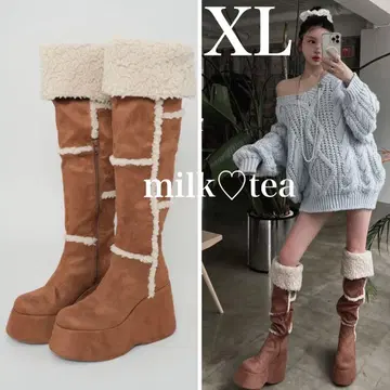 미개봉 새상품 다리치 페이크 무스탕 니하이 부츠 XL 사이즈 카멜