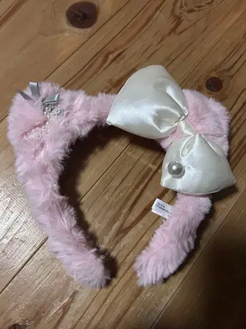 유니버셜 USJ 핑크 퍼 리본 머리띠 키티