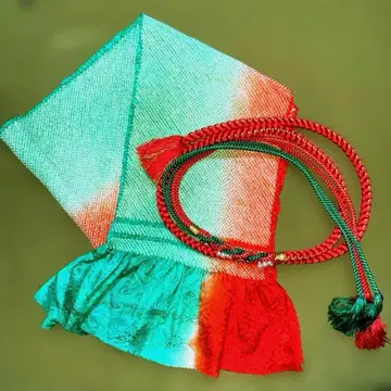 후-10 성인식 후리소데용 허리띠 오비 장식 천 세트 순수 실크