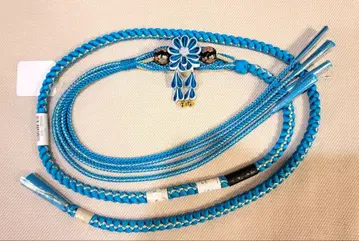 파란색 꽃 장식 허리띠 구슬 포함 새상품 실크 100% 후리소데