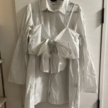 jouetie 리본 뷔스티에 레이어드 튜닉 셔츠