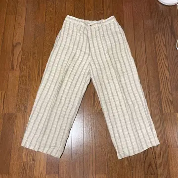 Yoko Sakamoto 아이보리 스트라이프 와이드 팬츠