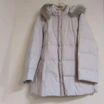 후드 부착 라이트 그레이 퀼팅 다운 80% 자켓 15호