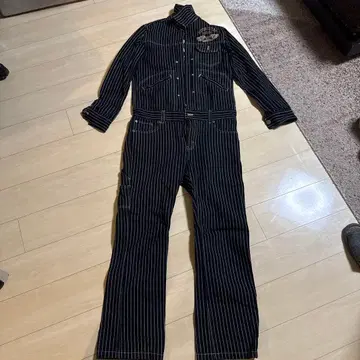 VANSON 반손 스트라이프 오버롤 작업복