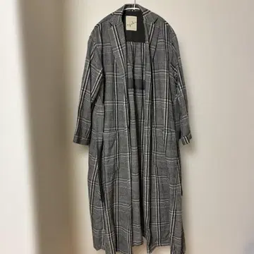 mjuka 체크 무늬 롱 코트 그레이 계열