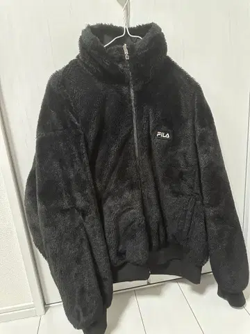 FILA 블랙 플리스 자켓 리버서블 오버 사이즈