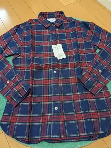 새상품, 택 포함 그린 레이블 빨간색 플란넬 셔츠 사이즈 38