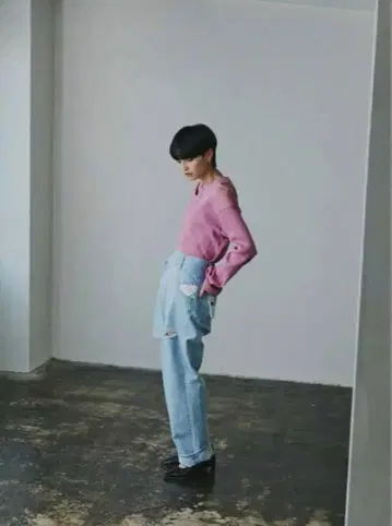 ROSE BUD mici 데미지 데님 팬츠 블루