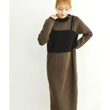 아이템즈 어반 리서치 뷔스티에 니트 롱 니트 원피스