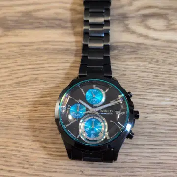 WIRED 크로노그래프 블랙 메탈 밴딩