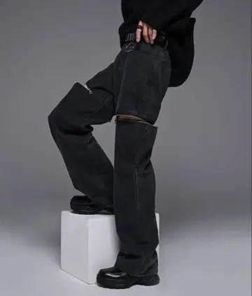 [ ADRER ] 더블 지퍼 스트레이트 데님 L