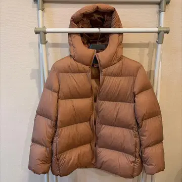 UNIQLO 핑크 베이지 다운 자켓 후드 부착 L 사이즈