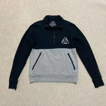 PALACE 하프 지퍼 맨투맨 M 네이비/그레이