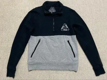 PALACE 하프 지퍼 맨투맨 M 네이비/그레이