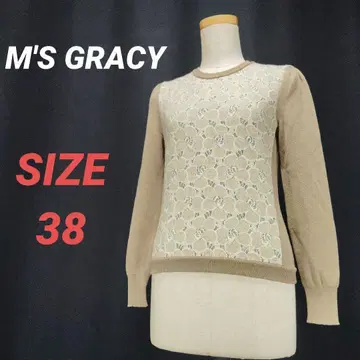 엠즈 그레이시 맨투맨 울 꽃무늬 레이스 베이지