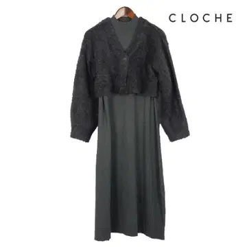 택 포함 새상품 CLOCHE (크로셰) 크로셰 니트 원피스 세트 차콜