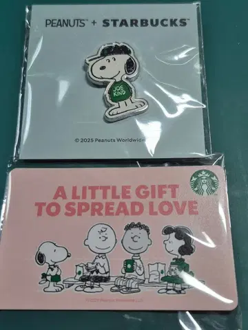 스누피 핀 배지 PEANUTS + STARBUCKS 카드 포함