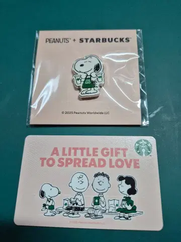 스누피 핀 배지 PEANUTS + STARBUCKS 카드 포함