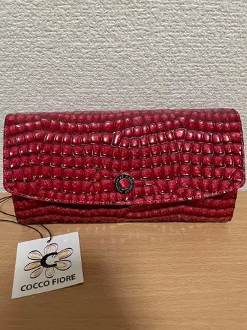 COCCO FIORE 빨간색 크로커다일풍 장지갑