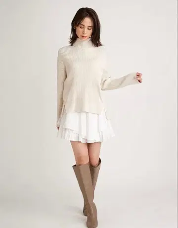 SNIDEL 프릴 콤비 튜닉 풀오버