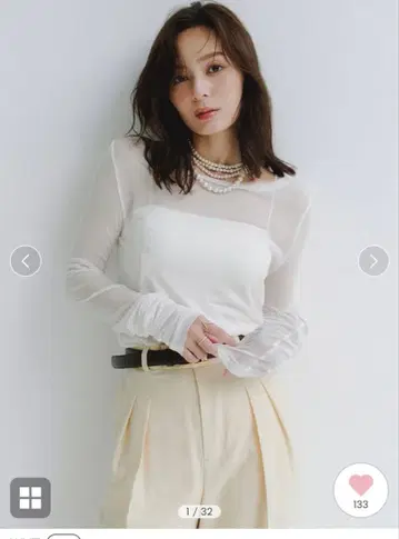 anuans 아뉴앙스 시어 롱 슬리브 T셔츠 화이트