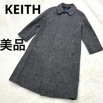 새상품급 KEITH 키이스 스텐칼라 롱 코트 헤링본 울