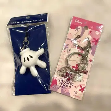 도쿄 디즈니 리조트 미키 손 모양 & 마리 키링 세트