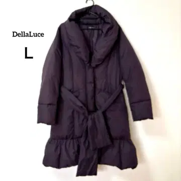 데라루체 [ L ] 롱 기장 다운 코트 퍼플 벨트 프릴