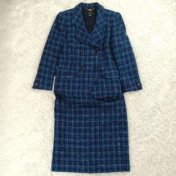 LEILIAN 레리안 셋업 트위드 체크 무늬 블루