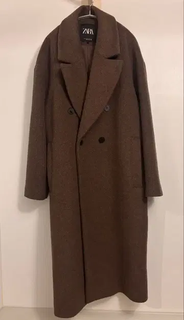 ZARA 더블 브레스트 체스터 코트 브라운