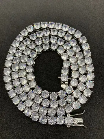 5mm 22인치 지르코니아 다이아 실버 체인 블링블링 목걸이