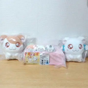 하무타로 제일복권 3점 묶음 판매 티슈 케이스 봉제 인형 리본짱