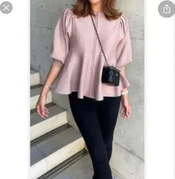 sheller 페플럼 니트 핑크