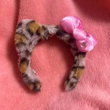 헬로키티 머리띠 레오파드 무늬 USJ 유니버셜 핑크