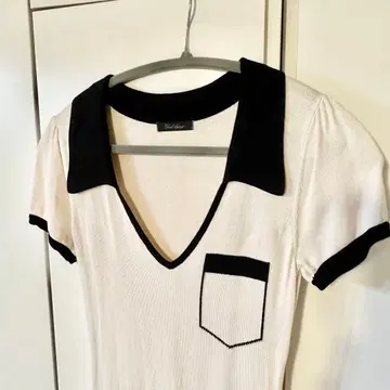 V넥 반팔 니트 원피스