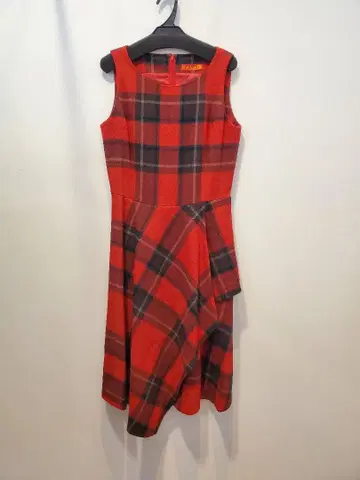 요크랜드 타탄 체크 원피스 레드