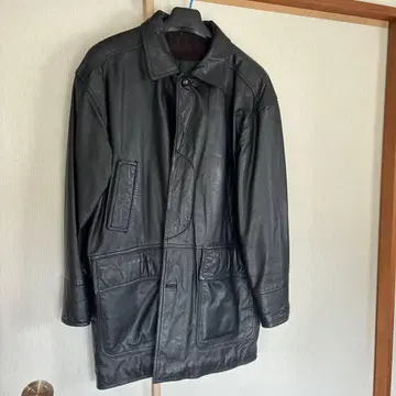 천연 가죽 하프 코트 블랙 컬러