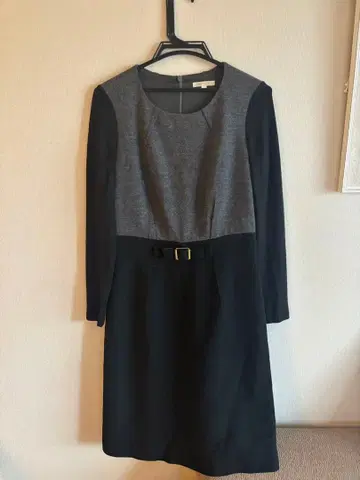 PAULE KA 그레이 블랙 긴팔 원피스